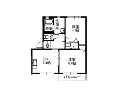 ラ・パルテール原尾島(2DK/1階)の間取り写真