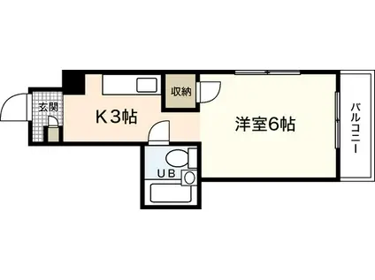 AXA舟入中町(1K/4階)の間取り写真