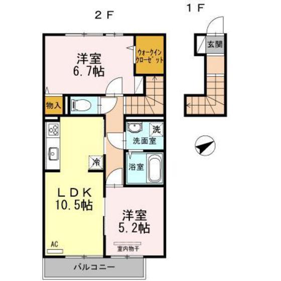 セジュールK(2LDK/2階)の間取り写真