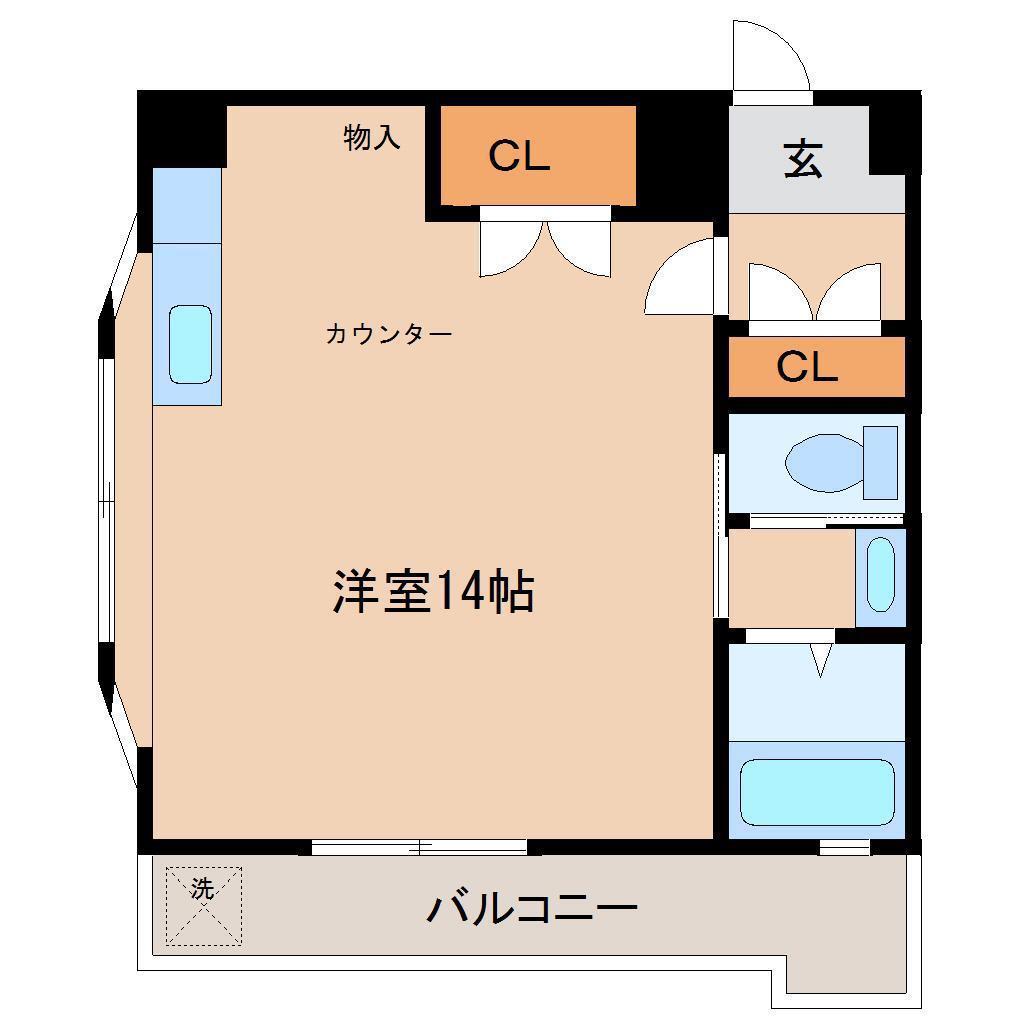21コスモス丸山(ワンルーム/2階)の間取り写真