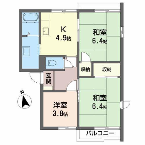 タウニィ陣(3K/2階)の間取り写真