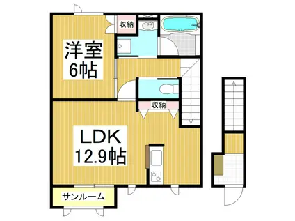 メゾンD IV(1LDK/2階)の間取り写真