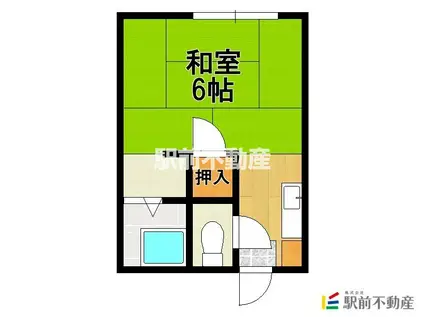 轟木ハイツC(1K/2階)の間取り写真