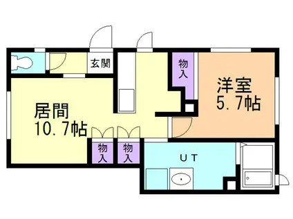 グランドール登別栄(1LDK/1階)の間取り写真