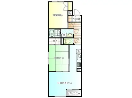 プレセランス郡山(2LDK/1階)の間取り写真
