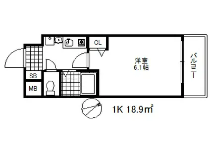 エステムコート神戸西Ⅱ(1K/4階)の間取り写真