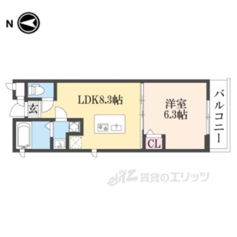 プルミエール鹿王院(1LDK/3階)の間取り写真