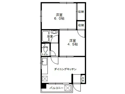 ハイツカネヨ(2DK/3階)の間取り写真