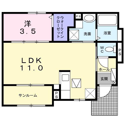 セイバリー I(1LDK/1階)の間取り写真