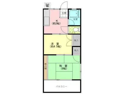 フジハイム(2K/2階)の間取り写真