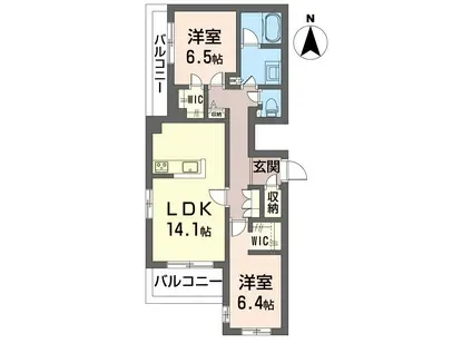 ヒルズスカイガーデン(2LDK/1階)の間取り写真