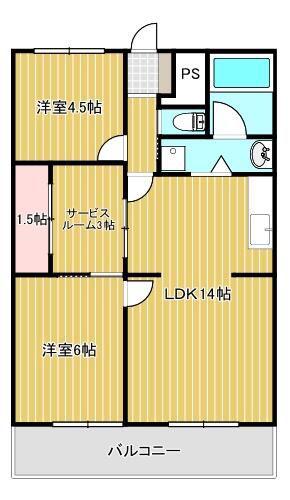 カワイマンションII(2SLDK/1階)の間取り写真