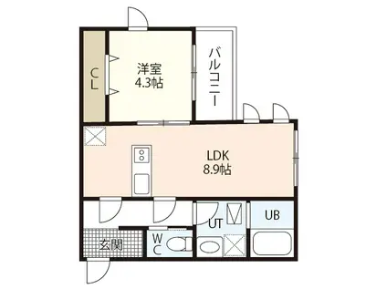 PLUME翠町(1LDK/1階)の間取り写真