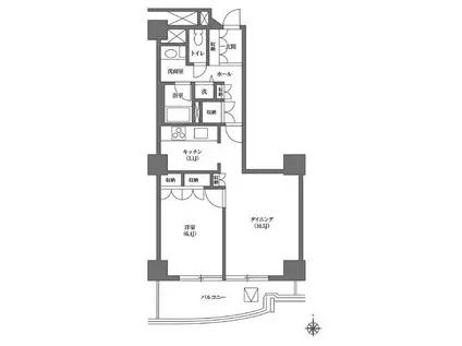 文京グリーンコートビュータワー本駒込(1LDK/16階)の間取り写真