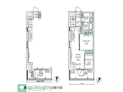 ロイヤルパークス赤羽ノース(2DK/3階)の間取り写真