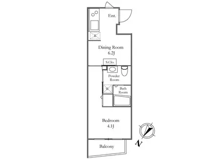 KDXレジデンス三宿(1DK/4階)の間取り写真