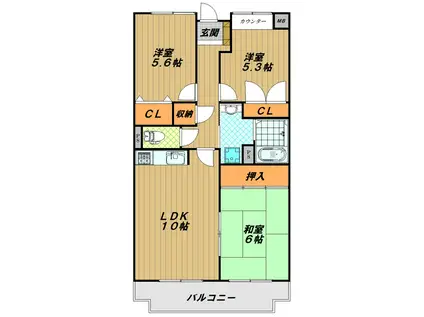 H・Tハイライズ(3LDK/2階)の間取り写真