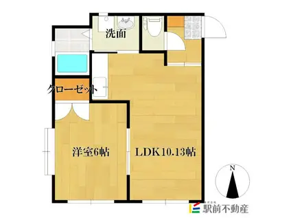 ソレイユ諏訪野(1LDK/1階)の間取り写真