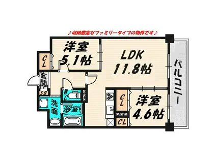 レミオコート都島(2LDK/3階)の間取り写真