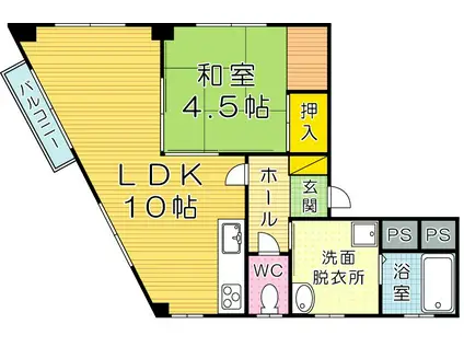 スオウ木町(1LDK/3階)の間取り写真