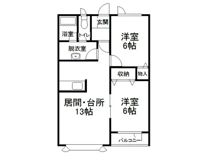 シャトーマルセン(2LDK/1階)の間取り写真