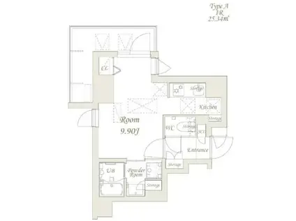 グランカーサ錦糸町(ワンルーム/5階)の間取り写真