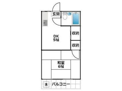 海野ハイツ(1DK/2階)の間取り写真