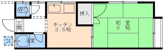 コーポ宮西(1K/1階)の間取り写真