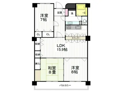 EST堤(3LDK/1階)の間取り写真