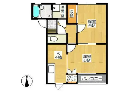 ガゼボ・トリア(2K/1階)の間取り写真