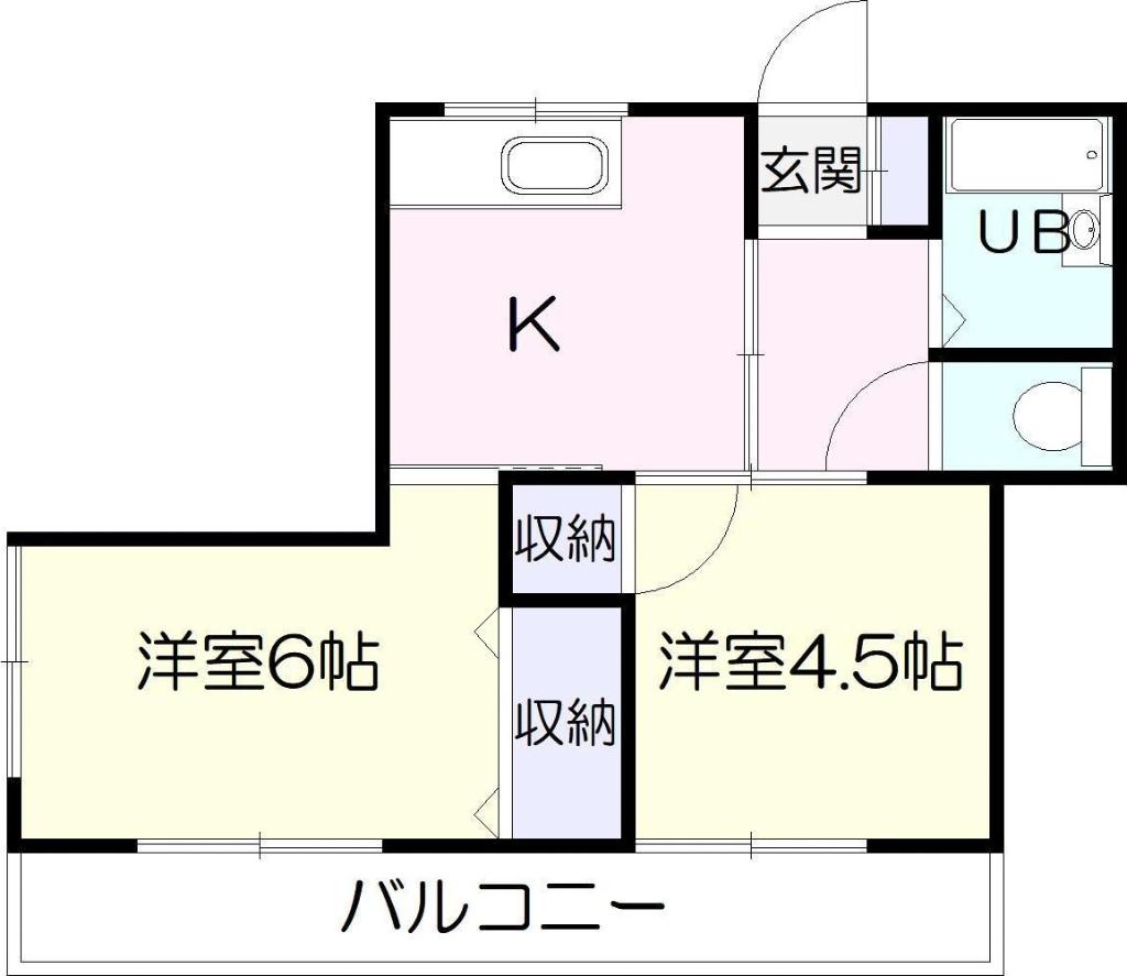 サンシャイン下荒田(2DK/4階)の間取り写真