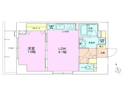 銀座レジデンス参番館(1LDK/9階)の間取り写真