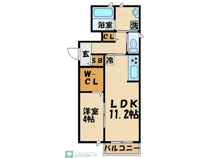 シェルブール アドレ(1LDK/1階)の間取り写真