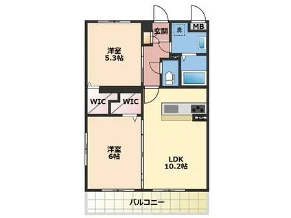 ユーミー三葛(2LDK/4階)の間取り写真