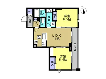 フォレフィー・アール(2LDK/1階)の間取り写真