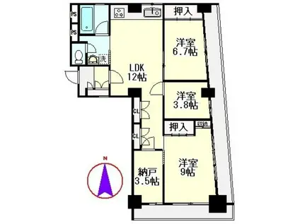 五宝堂ビル(3SLDK/6階)の間取り写真