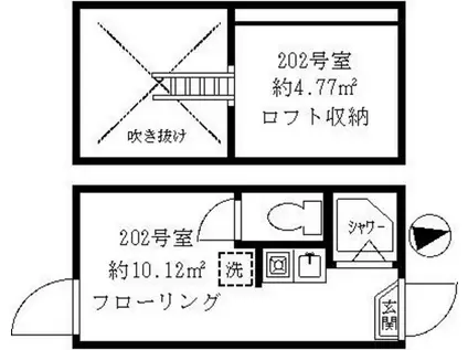 ティ・アーモタルト(ワンルーム/2階)の間取り写真