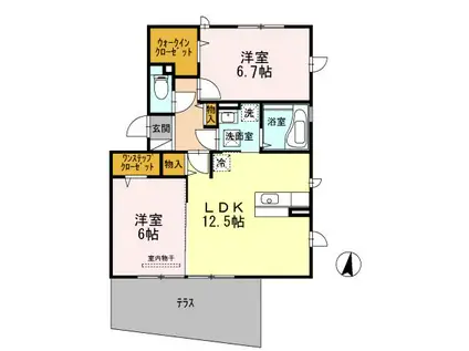 パルクソレイユIII(2LDK/1階)の間取り写真