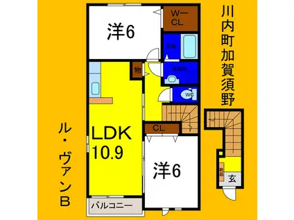 ル・ヴァンB(2LDK/2階)の間取り写真