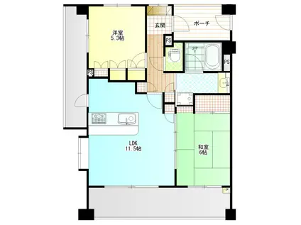 クリオ横浜5番館(2LDK/10階)の間取り写真