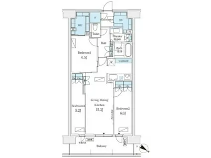 ロイヤルパークス有明(3LDK/15階)の間取り写真
