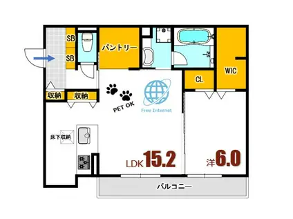 BRIGHTEST船越(1LDK/1階)の間取り写真