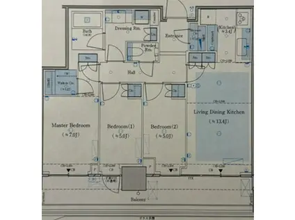 パークタワー勝どきミッド(3LDK/40階)の間取り写真