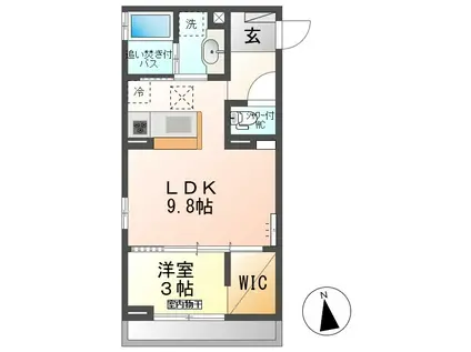 トリシア横町サウス(1LDK/3階)の間取り写真
