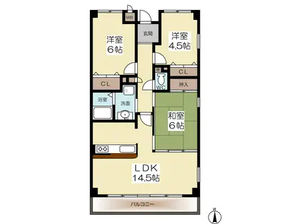 エバーグリーンコンフォート(3LDK/2階)の間取り写真