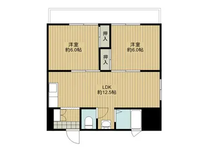 高松センタービル(2LDK/3階)の間取り写真