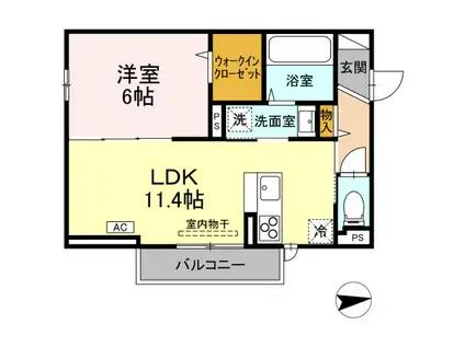 RESUA向中野 C棟(1LDK/2階)の間取り写真