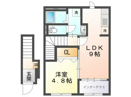 四日市市波木南台アパート(1K/2階)の間取り写真