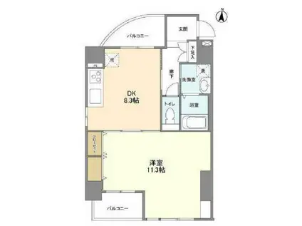 CASSIA錦糸町サウス COURT(1LDK/4階)の間取り写真