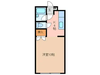 2NDアーバン(1K/1階)の間取り写真